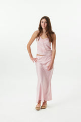 Margot Mauve With Mauve Lace Satin Tank With Lace Trim