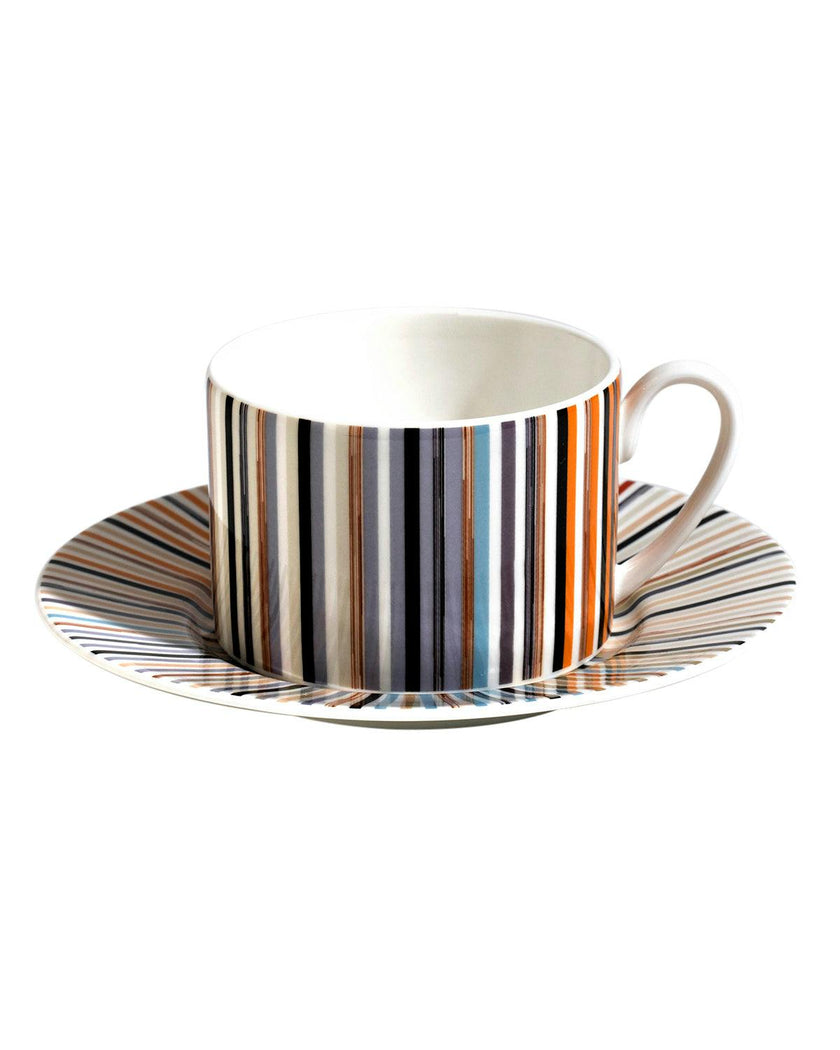 Tea Cup & Saucer Stripes Set of 2 In Luxury Box Jenkins 148 Diam. 3.3"