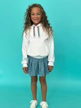 Denim Sparkle Pleated Short Skirt