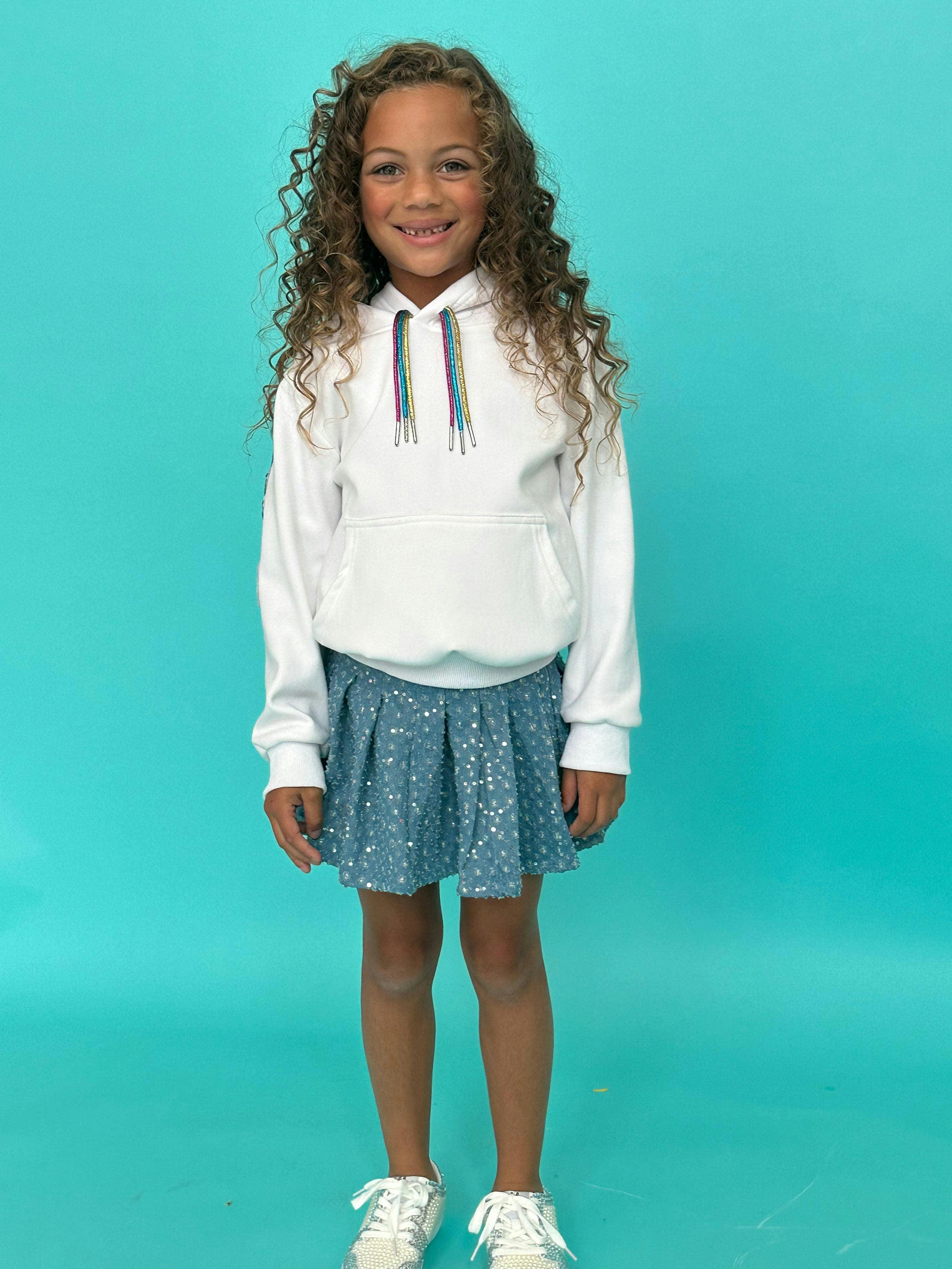 Denim Sparkle Pleated Short Skirt