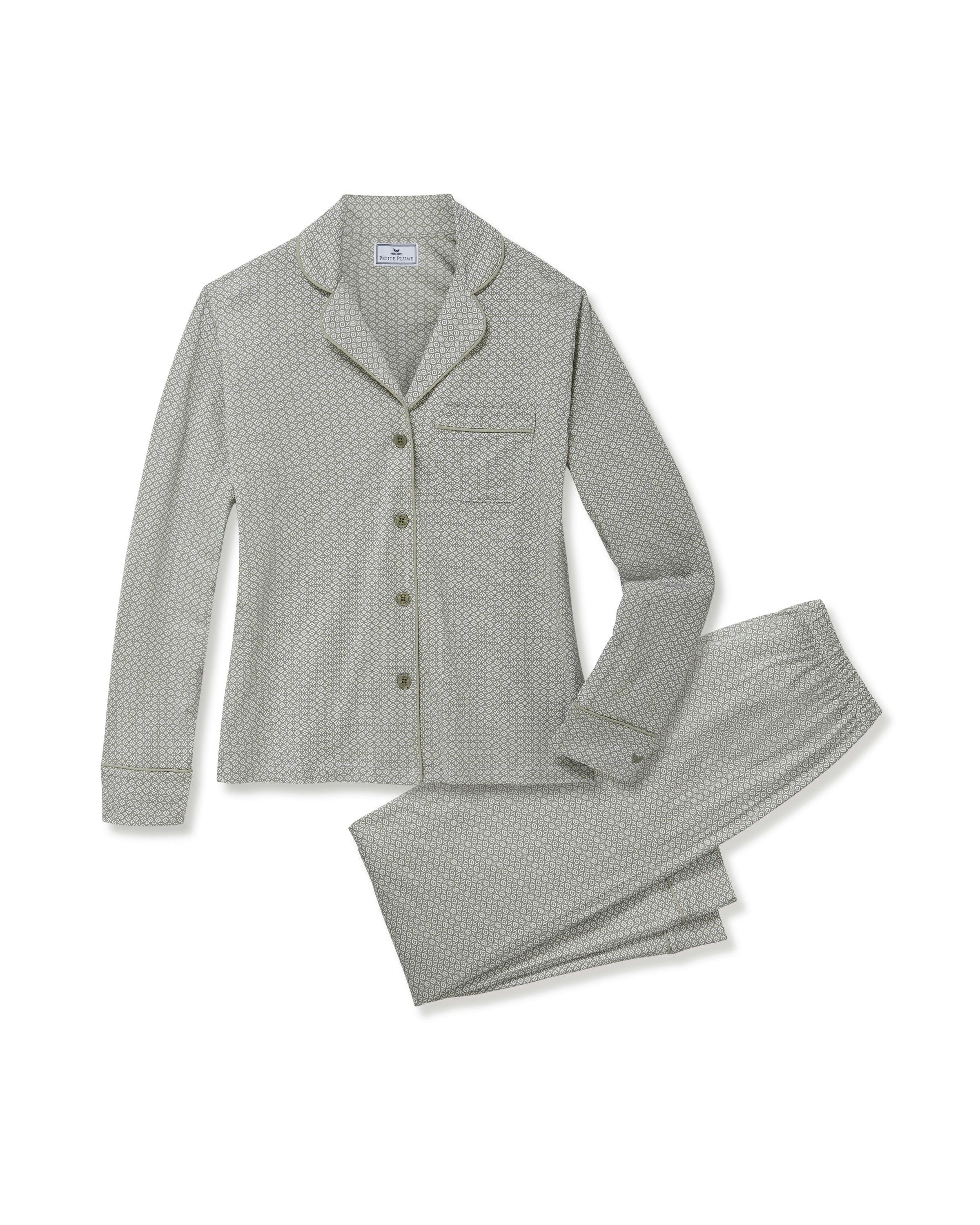 Women's Pima Pajama Set Set in Sage Geo