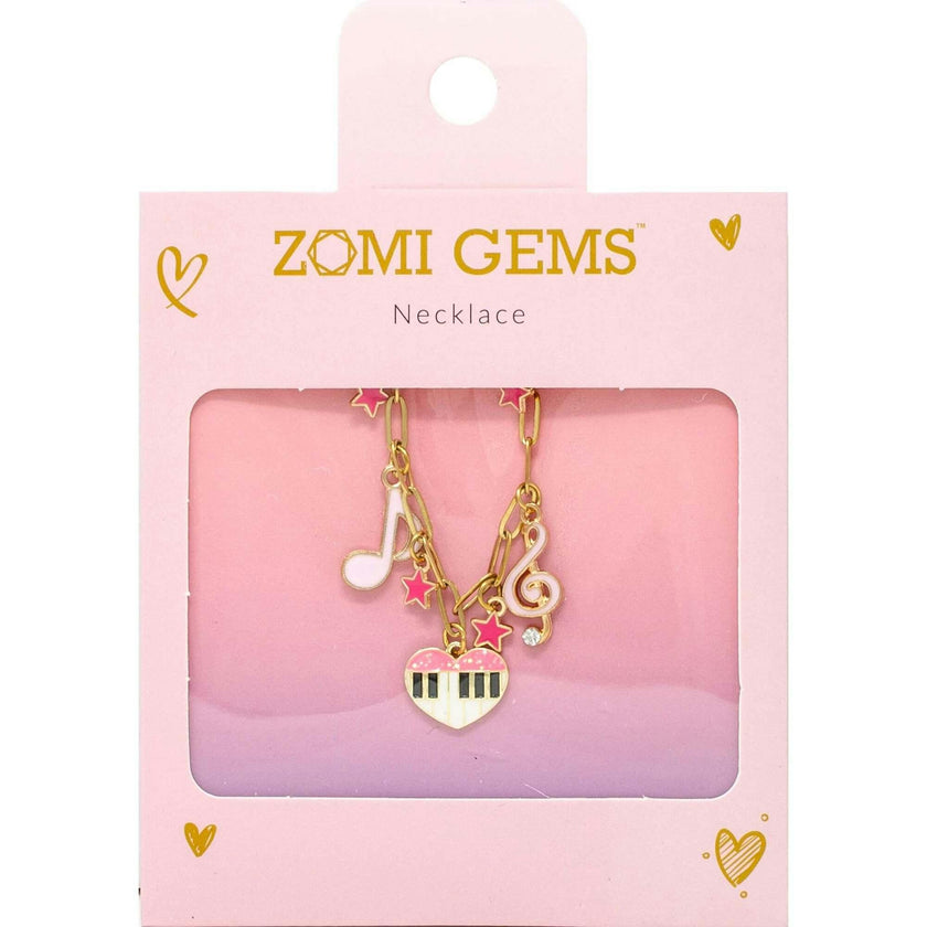 Music Multi Charm Necklace with Piano