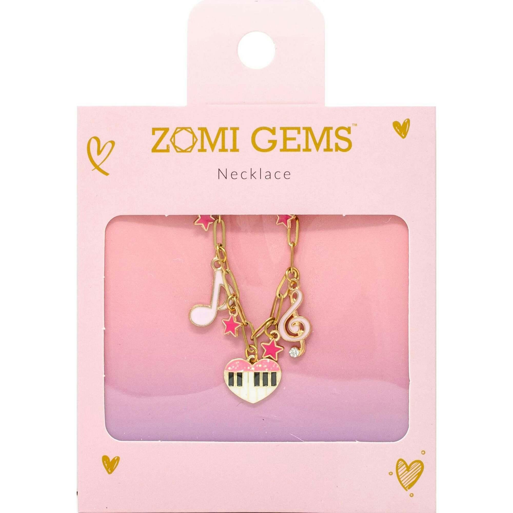 Music Multi Charm Necklace with Piano