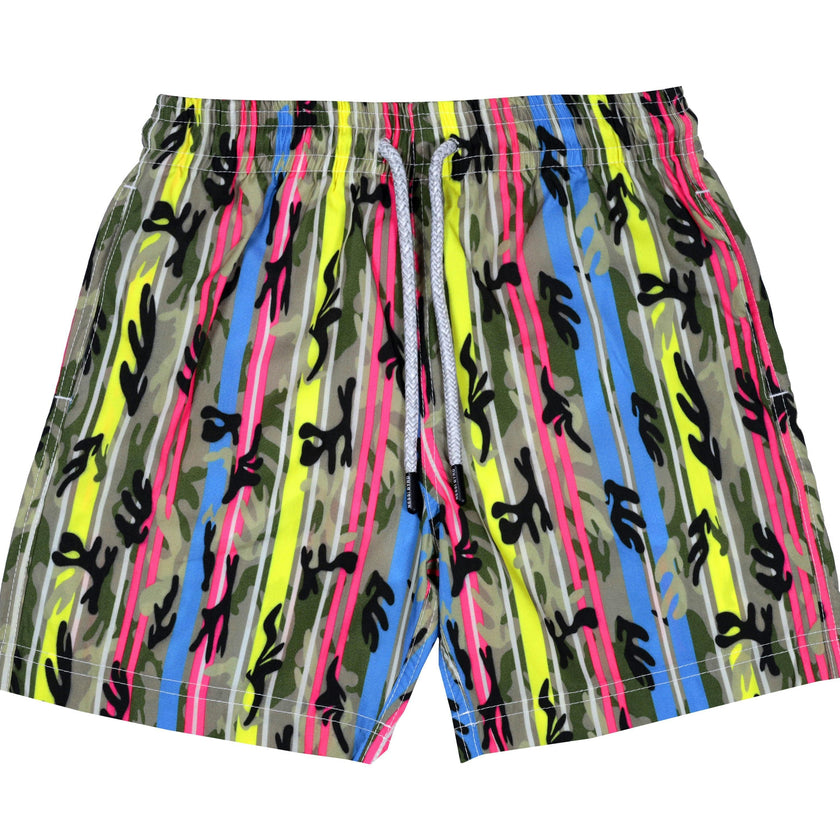 Kids' Colorful Stripe Quick-Dry Swim Trunks