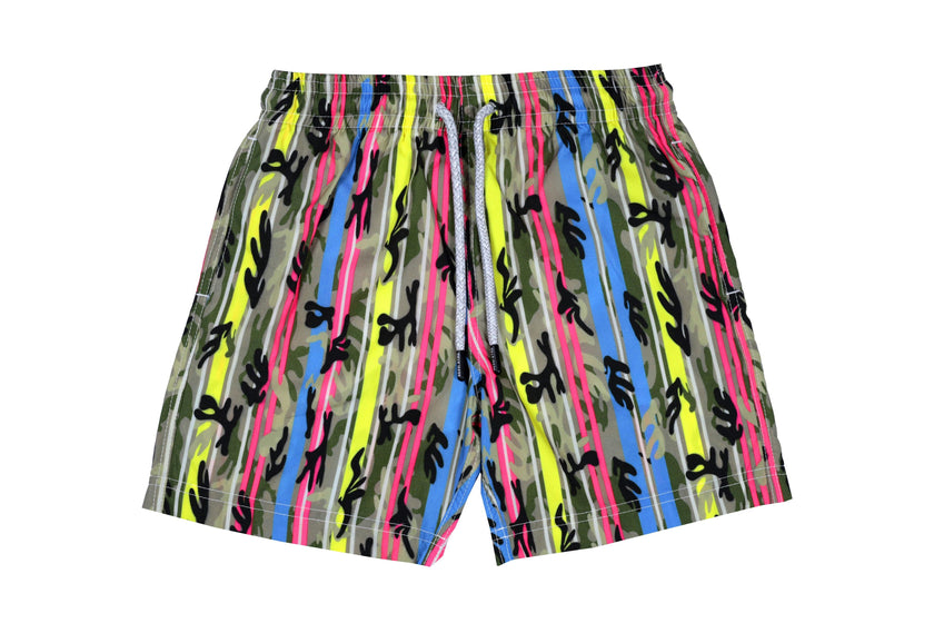 Kids' Colorful Stripe Quick-Dry Swim Trunks