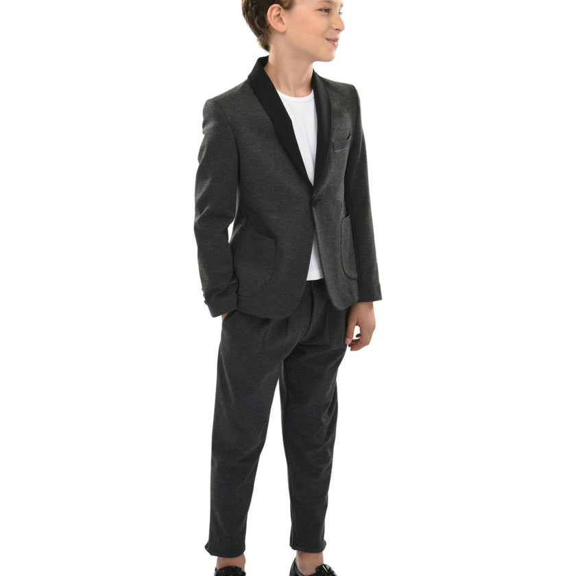 Gray Shawl Lapel Blazer