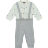 BONTON Stars Cardigan & Knit Pants Baby Set - Grey