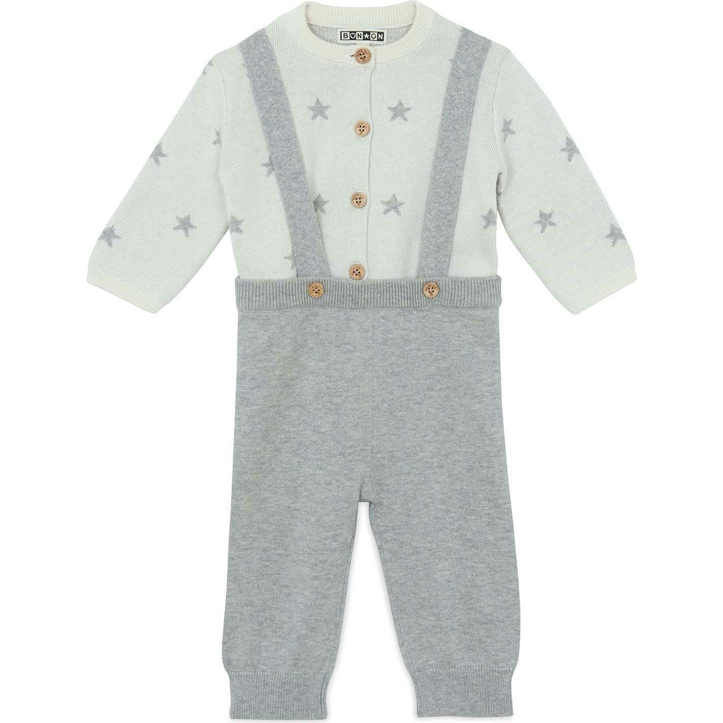 Stars Cardigan & Knit Pants Baby Set