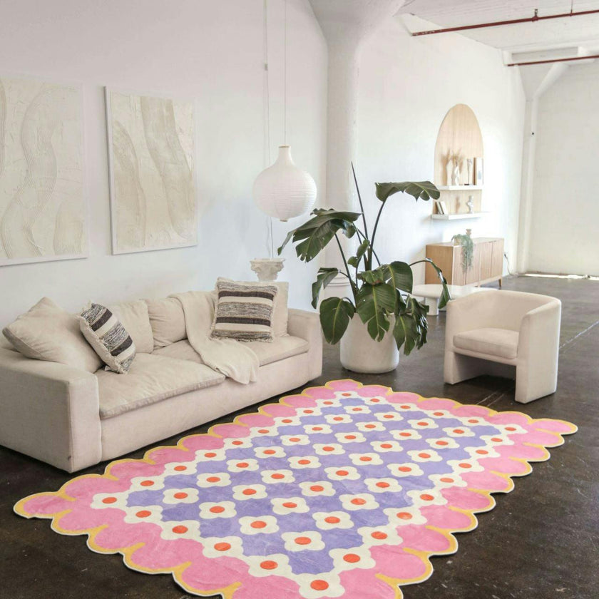 Pink and Purple Floral Area Rug
