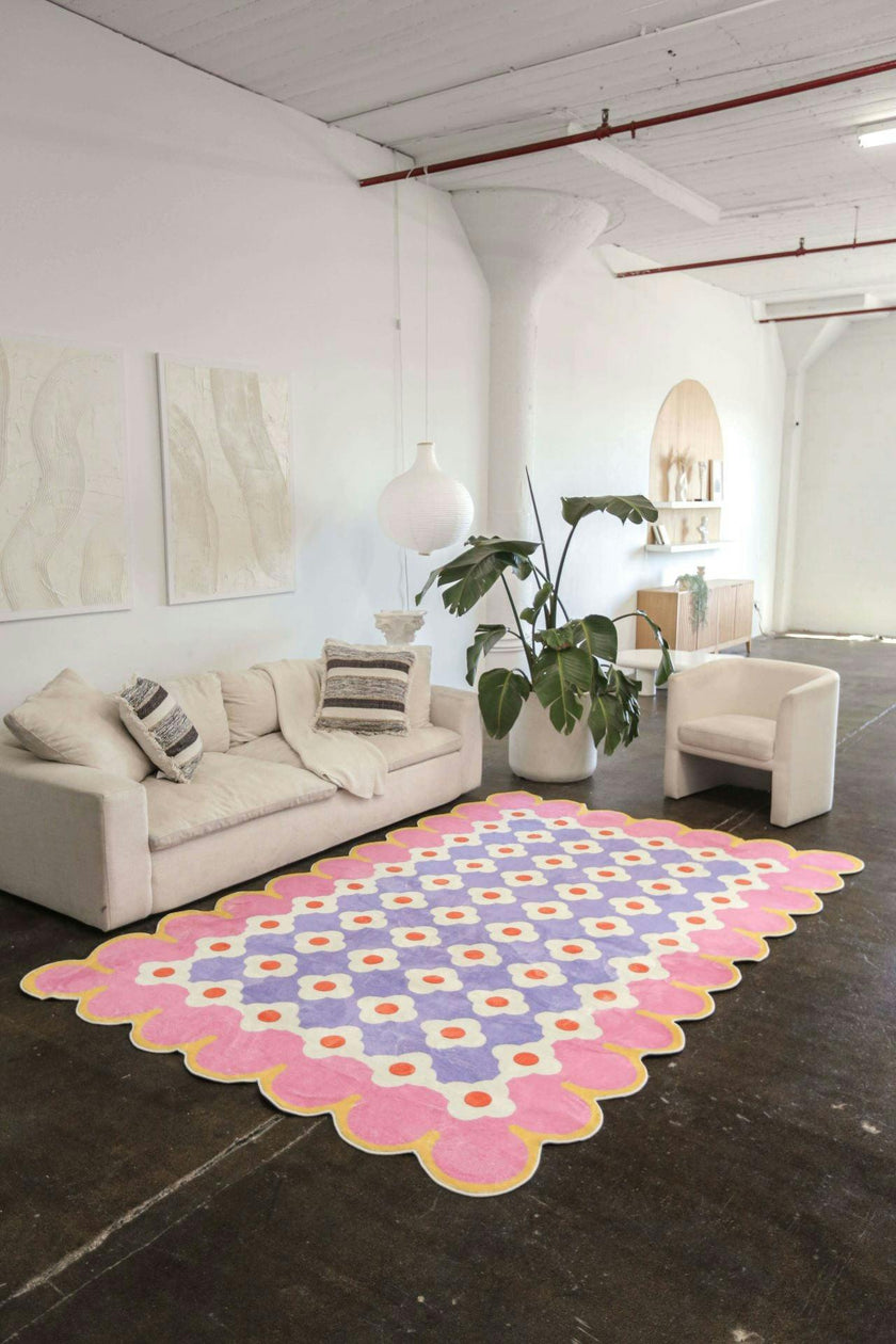 Pink and Purple Floral Area Rug