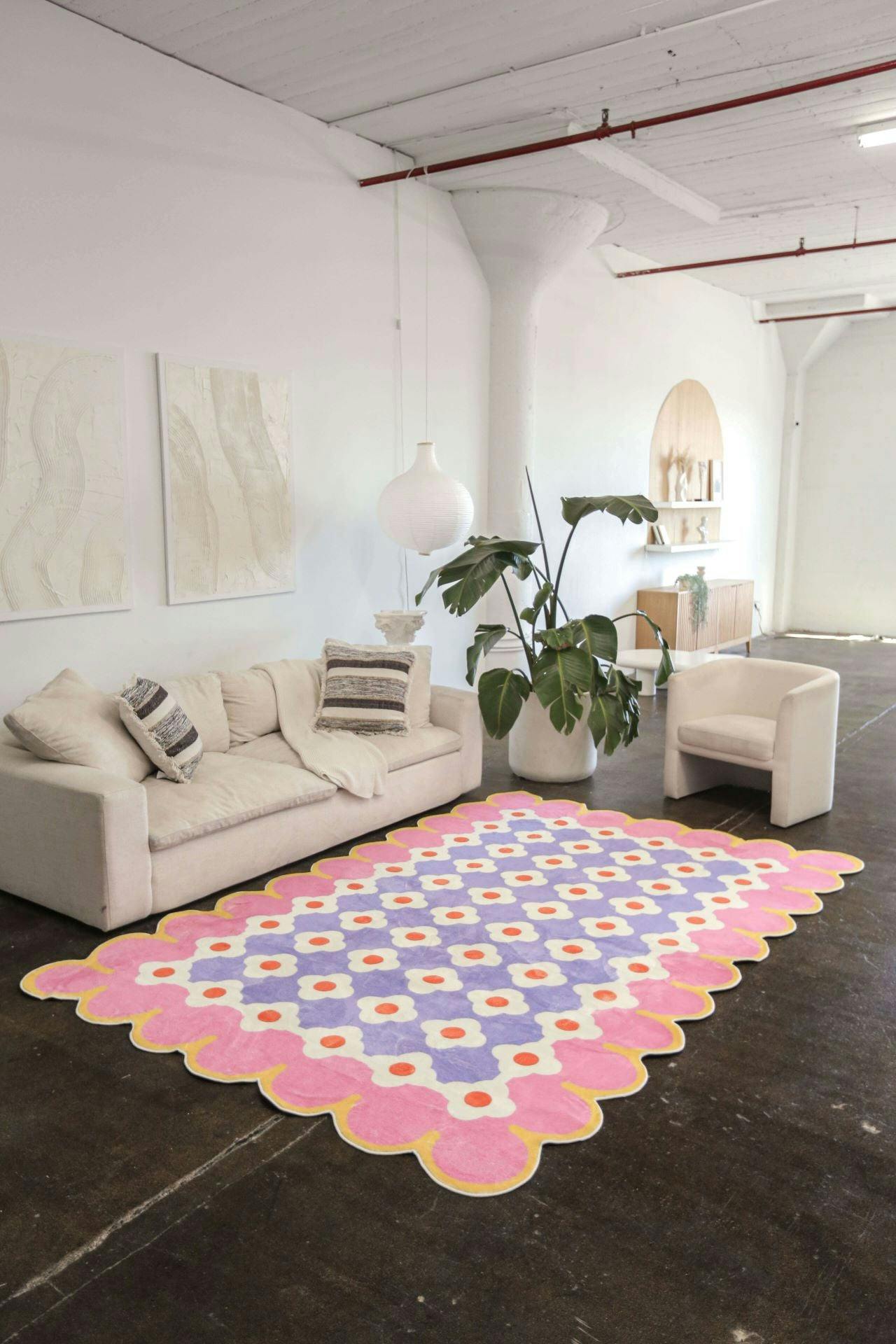 Pink and Purple Floral Area Rug