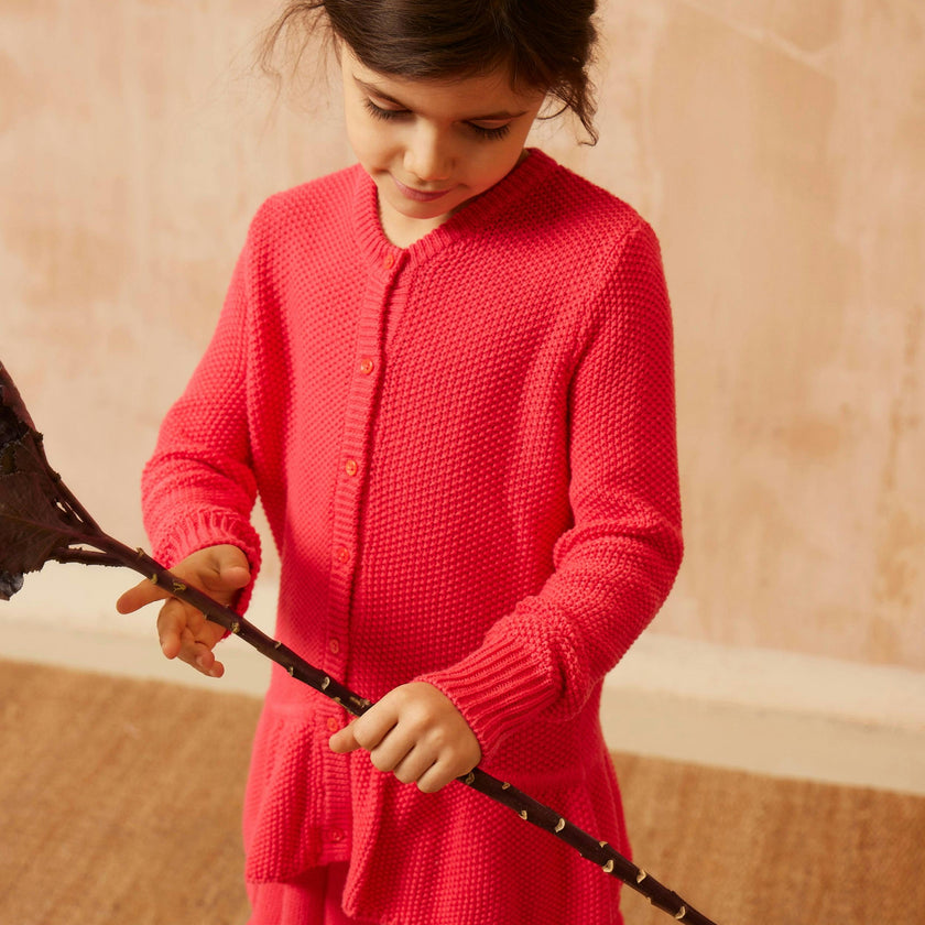 Moss Stitch Jacket | Raspberry
