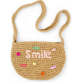 Girls Wicker Crossbody Message Charm Tote