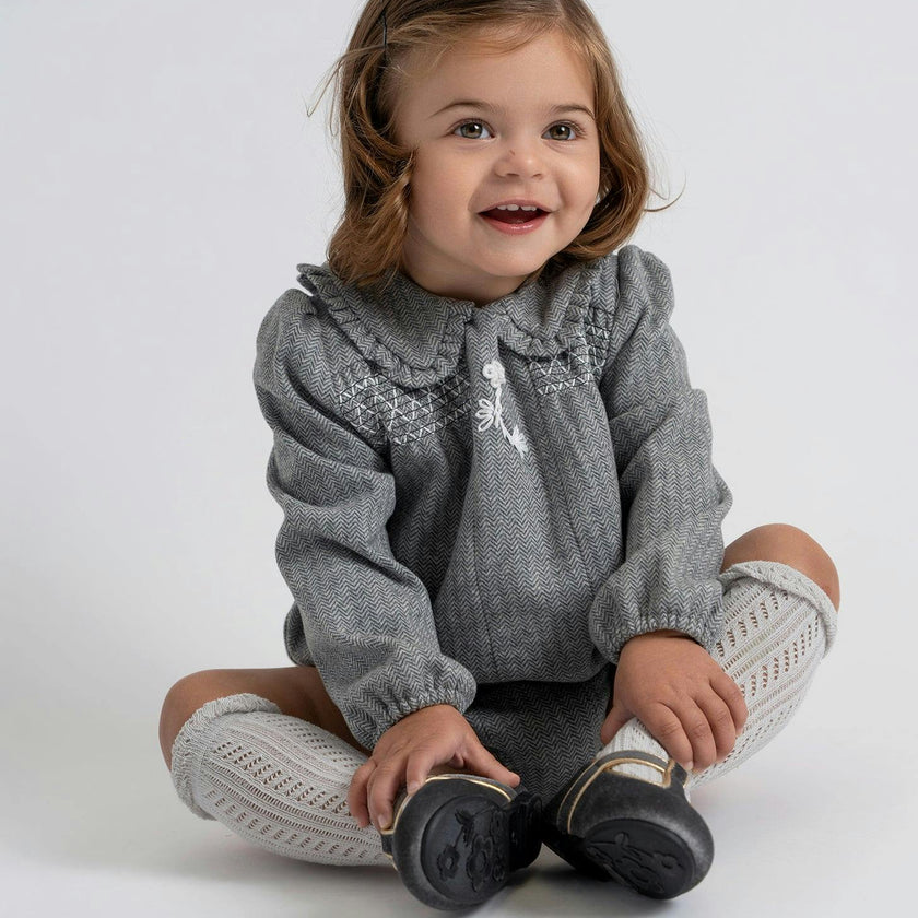 Herringbone Stretch Bubble Black