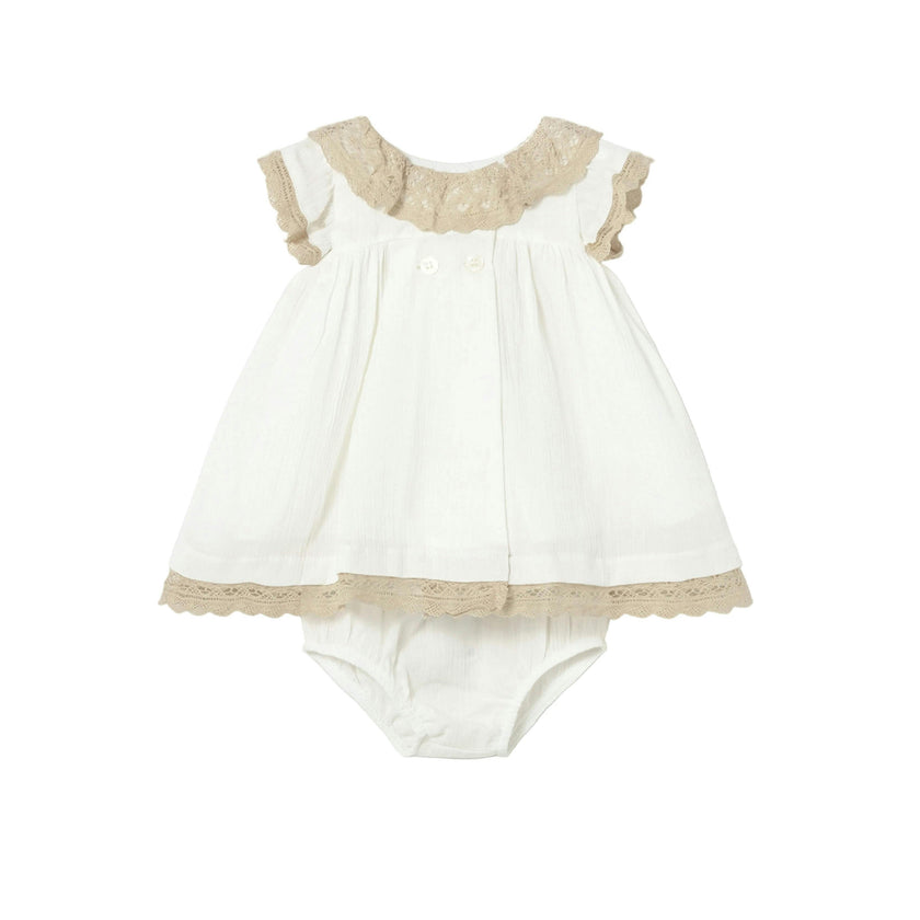White Baby Dress With Lace Trim
