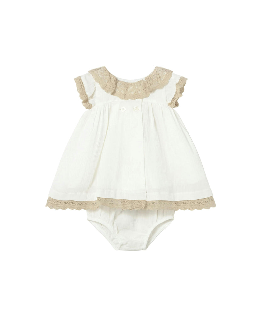 White Baby Dress With Lace Trim