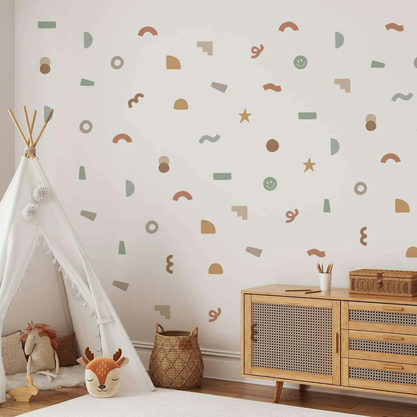 Peel & Stick Fabric Wall Stickers - Abstract Shapes (Earth