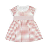 Gingham Dress Pleated Sash Waist