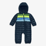 Baby lightweight puffer suit in stripe