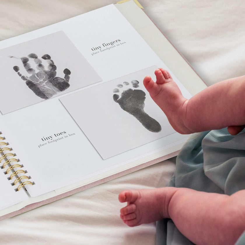 Keepsake Baby Memory Book for Boys and Girls - Timeless First 5 Year Baby Book - Linen Journal Scrapbook & Photo Album - Record Every Milestone Birth to Age 5