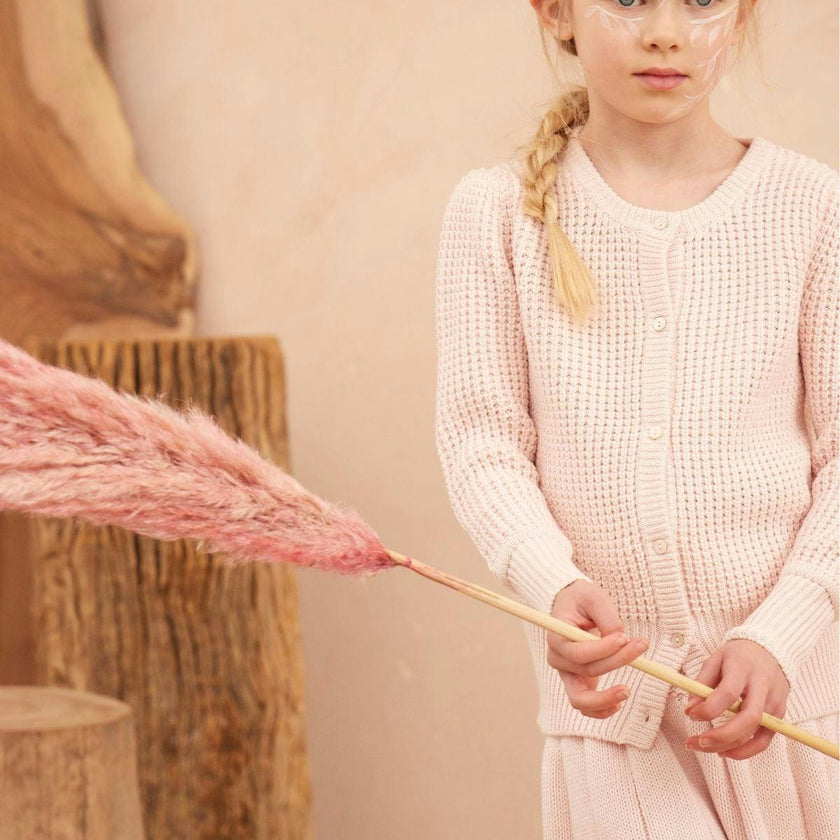 Waffle Knit Cardigan | Blush