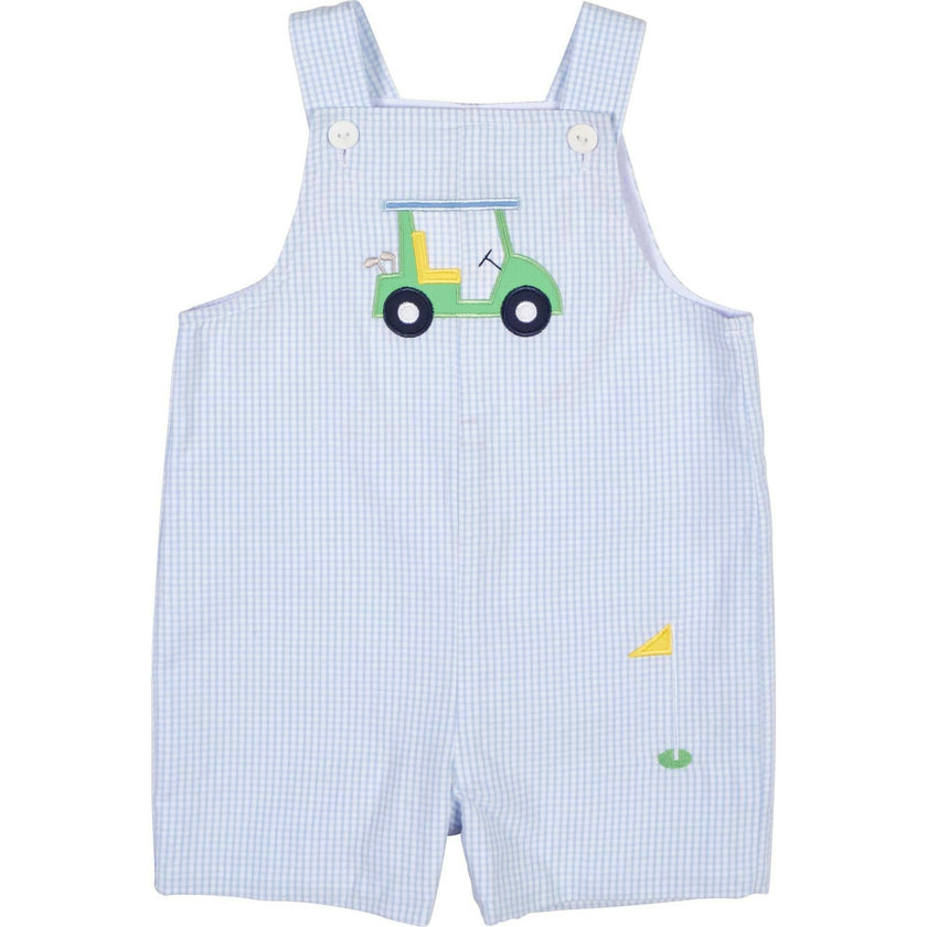 Check Seersucker Shortall With Golf Cart