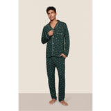 William Printed Long PJ Set, Green
