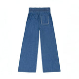 girls chambray embroidered pant