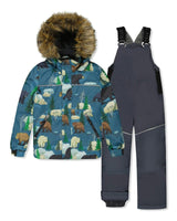 Two Piece Discover Snowsuit Blue Bear Print