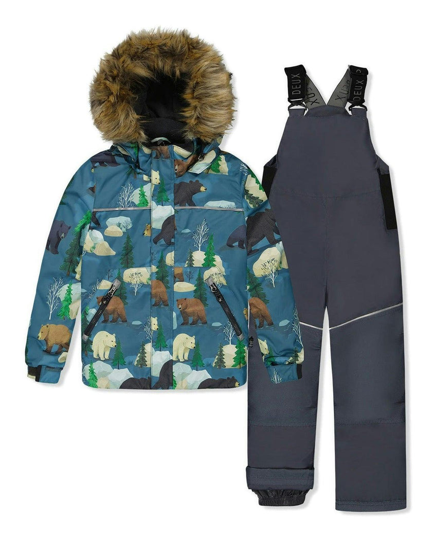 Two Piece Discover Snowsuit Blue Bear Print