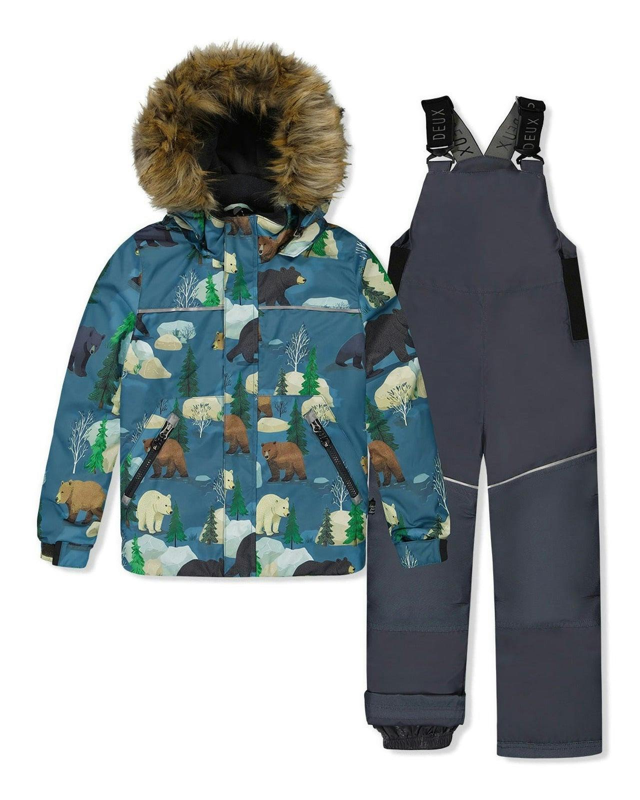 Two Piece Discover Snowsuit Blue Bear Print