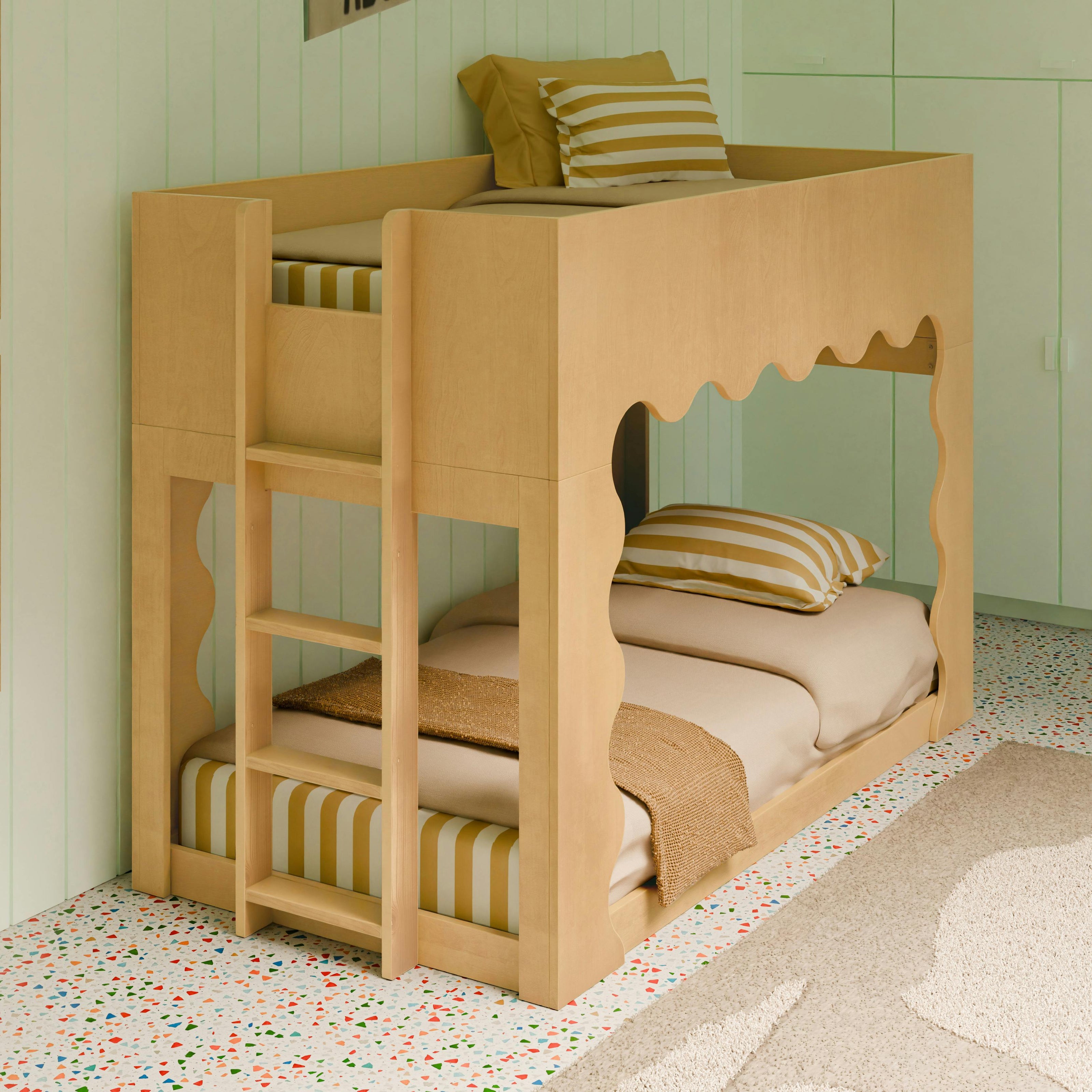 Lido Wave Convertible Low Loft Twin Bed in Honey