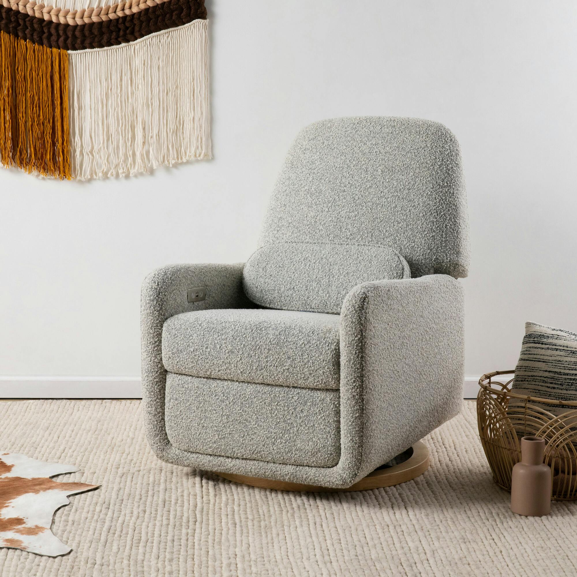 Arc Electronic Recliner and Swivel Glider in Boucle with USB port
