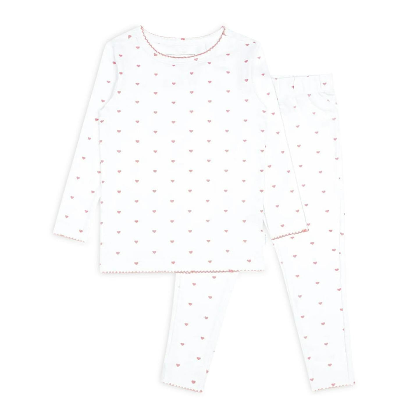 girls pink heart pima pajamas set