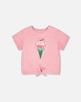 Organic Cotton Jersey T-Shirt With Tie At Waist