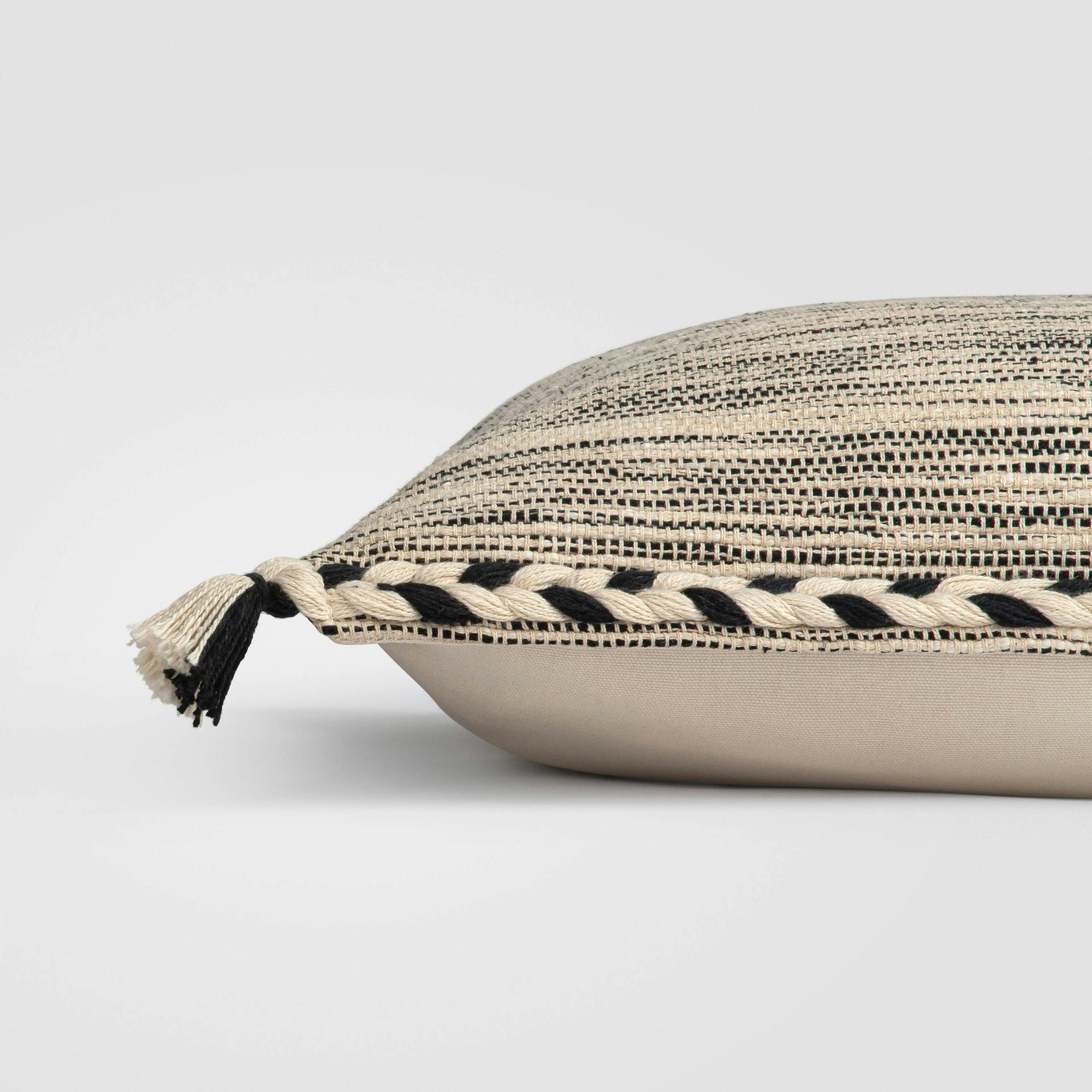 Black & White Braided Throw Pillow
