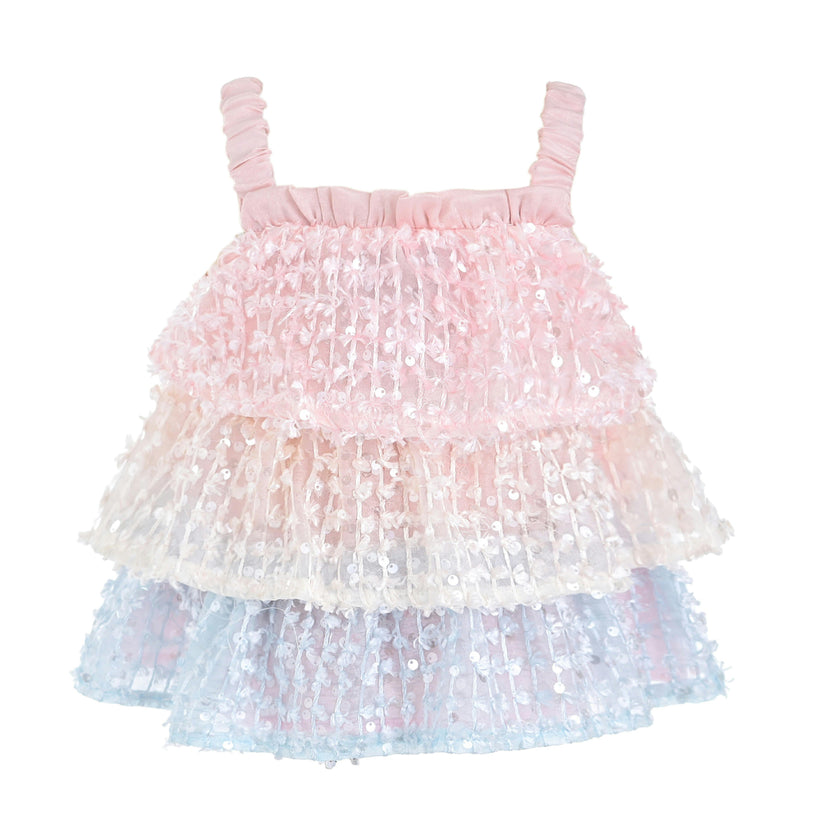 Pink Pastel Elunara Ruffle Set with Hair Clip