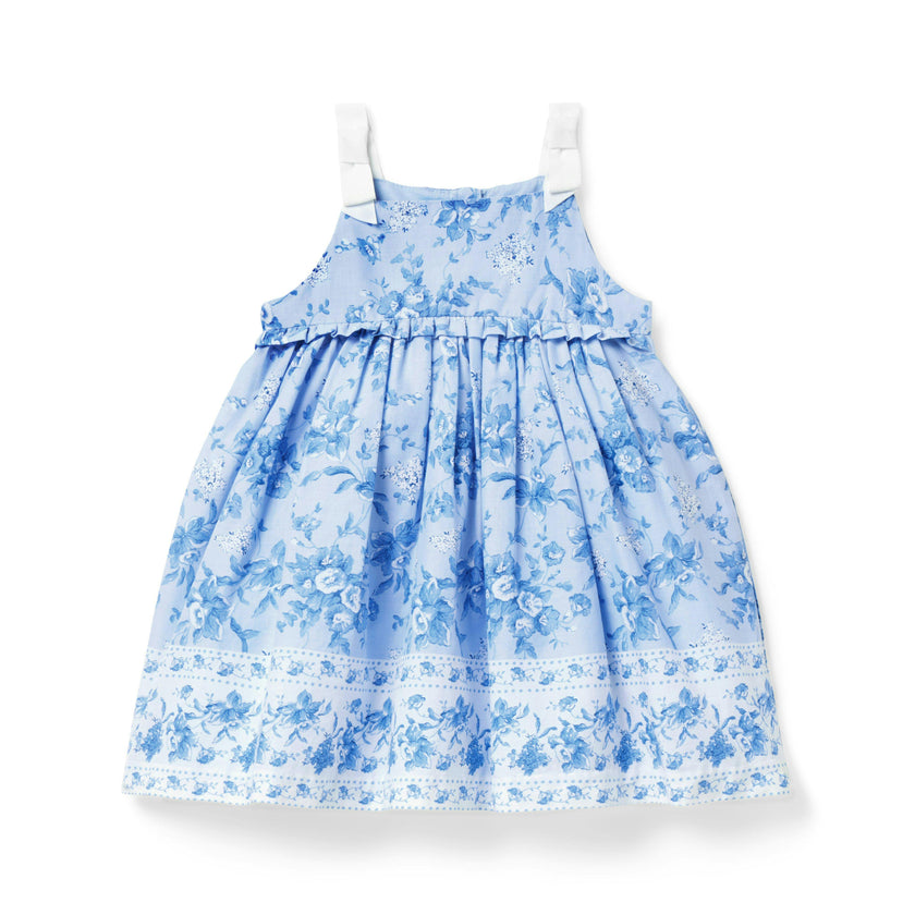 Baby Floral Border Print Dress, blue