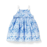 Baby Floral Border Print Dress, blue
