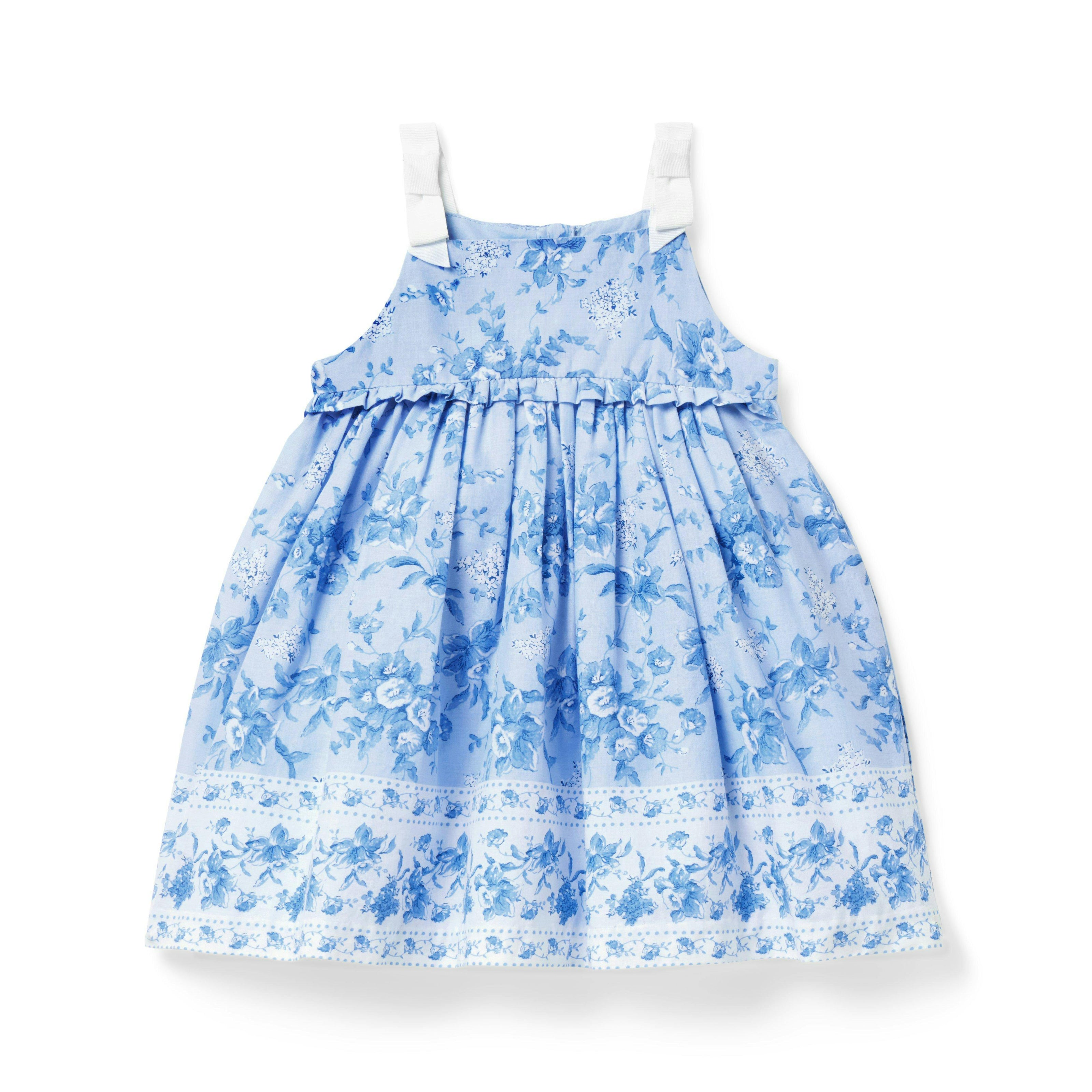 Baby Floral Border Print Dress, blue