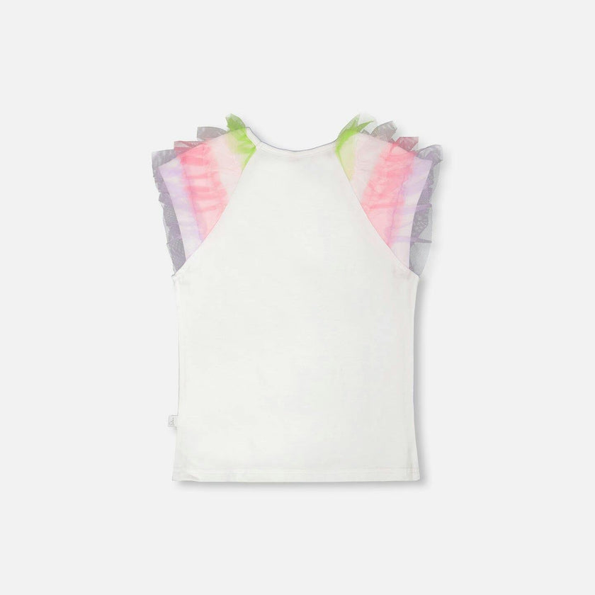 Organic Cotton Jersey T-Shirt With Mesh Sleeves