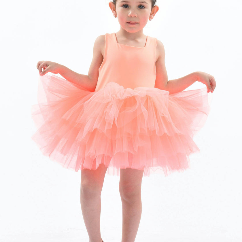 Orange Coral Solid Tutu Dress