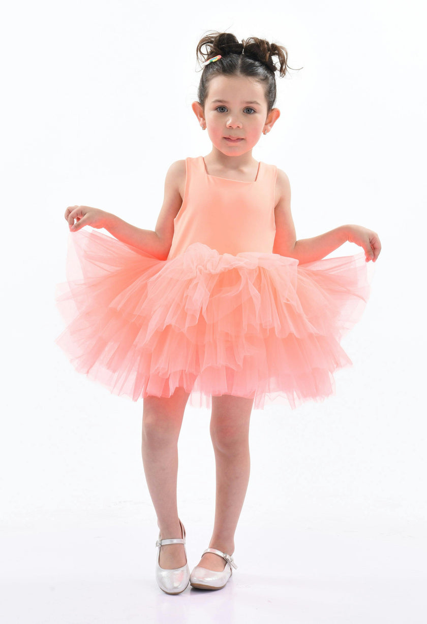 Orange Coral Solid Tutu Dress