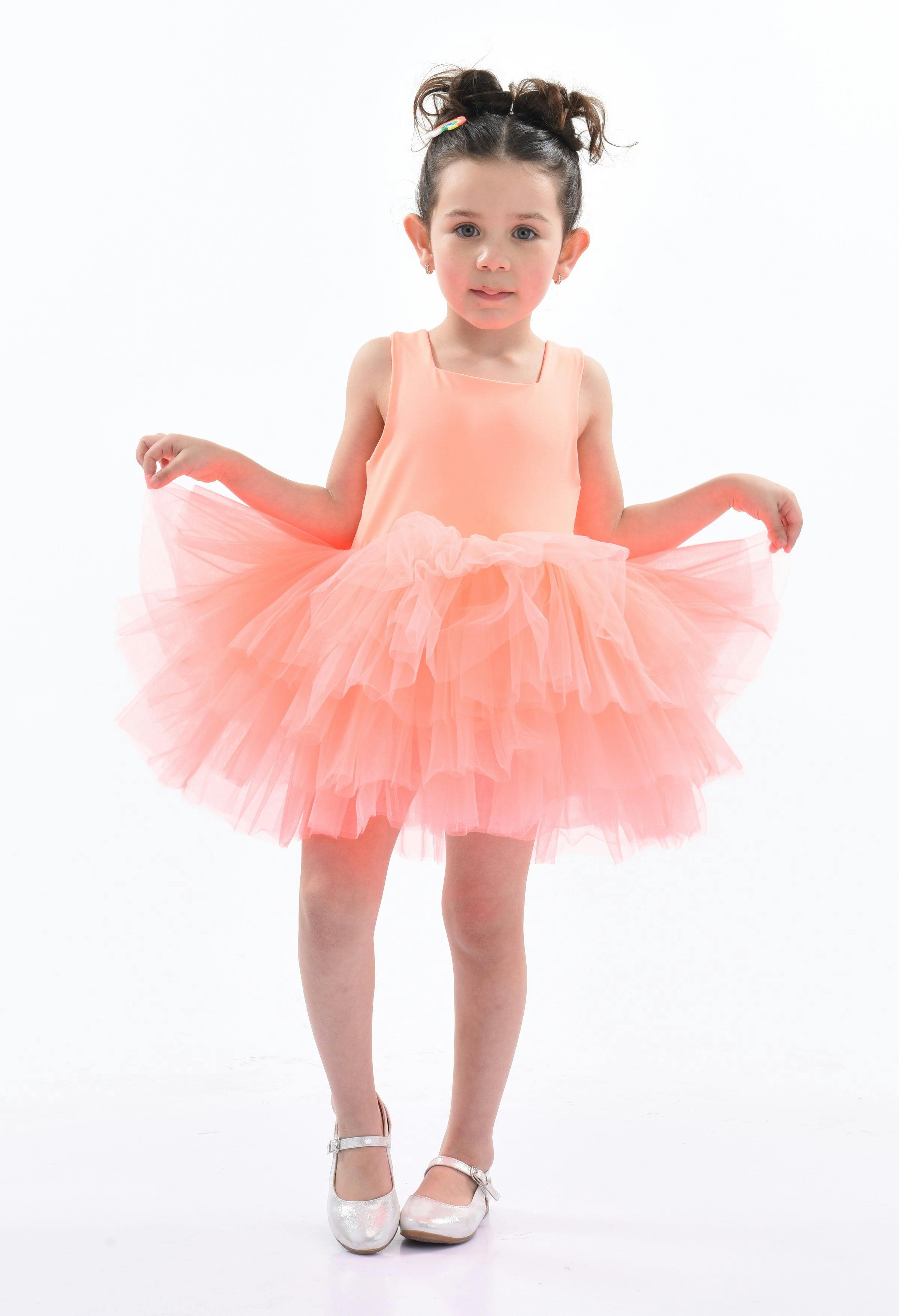 Orange Coral Solid Tutu Dress