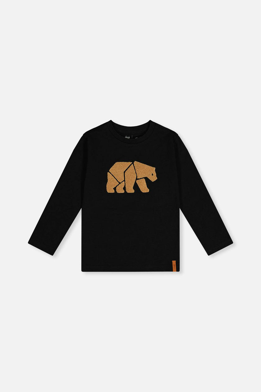 Organic Cotton Jersey T-Shirt Black and Beige