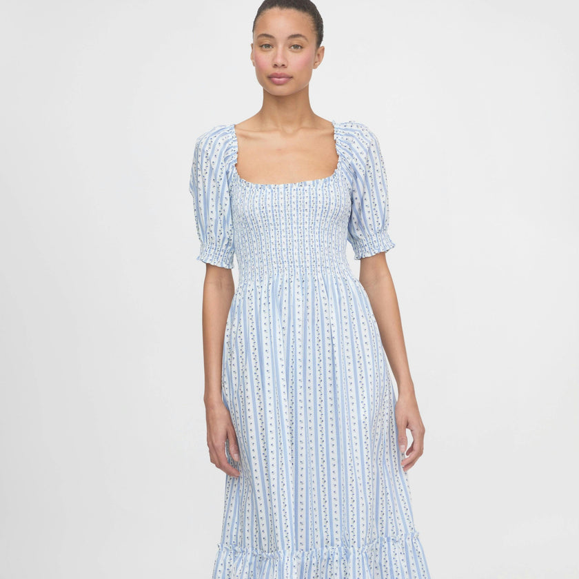 The Louisa Nap Dress - Blue Petal Stripe