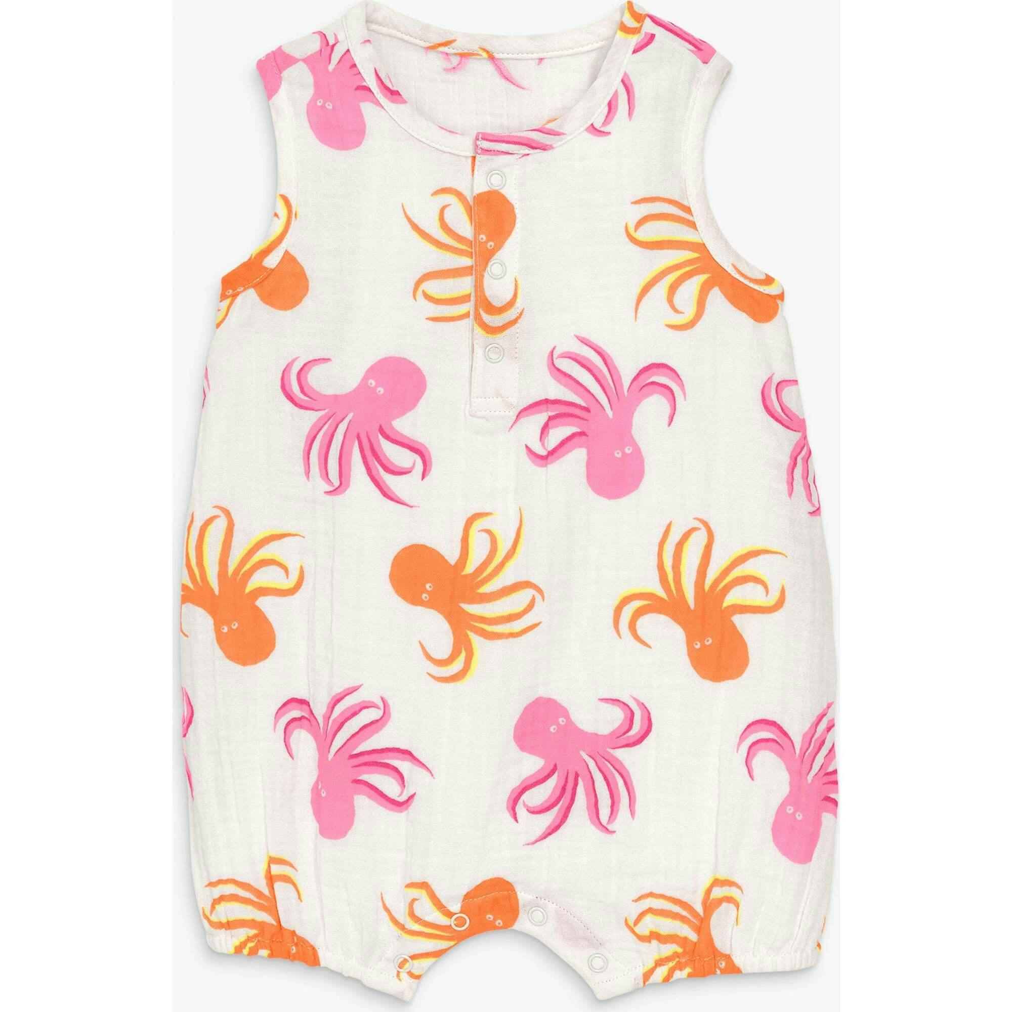 Baby cotton gauze bubble shortie in octopus pals
