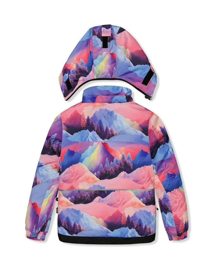 Two Piece Play Snowsuit Pink Mountain Print With Blue Pants