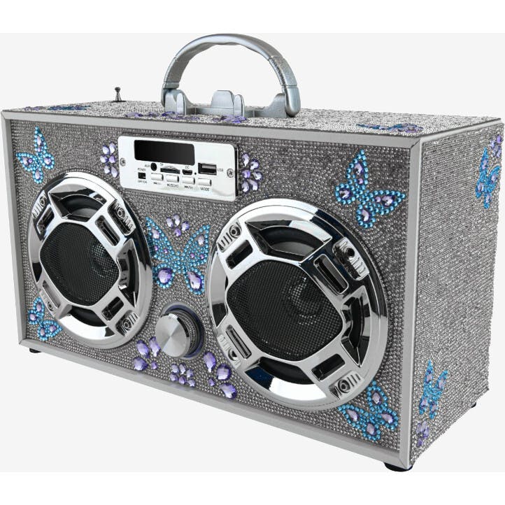 Silver Bling Boombox & Bluetooth Speaker