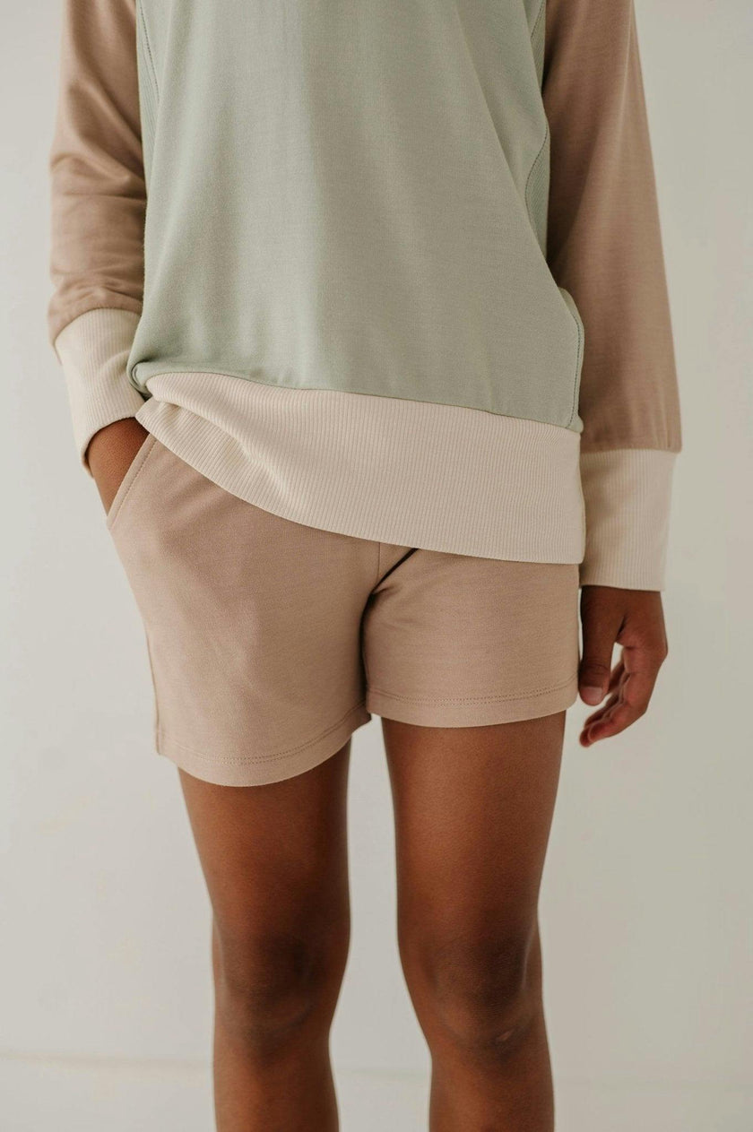 Boys Terry Sweatshorts in Taupe
